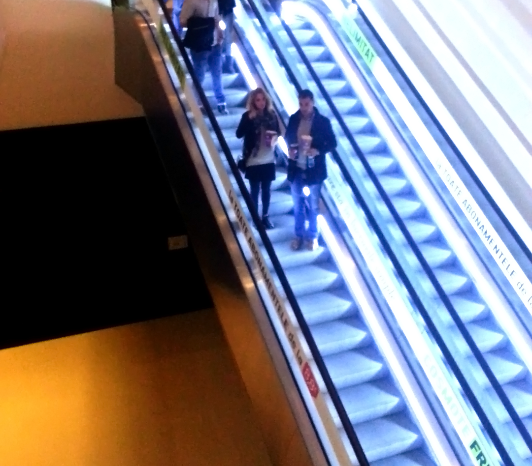 Cei doi soti cobora spre sala unde urma sa ruleze filmul