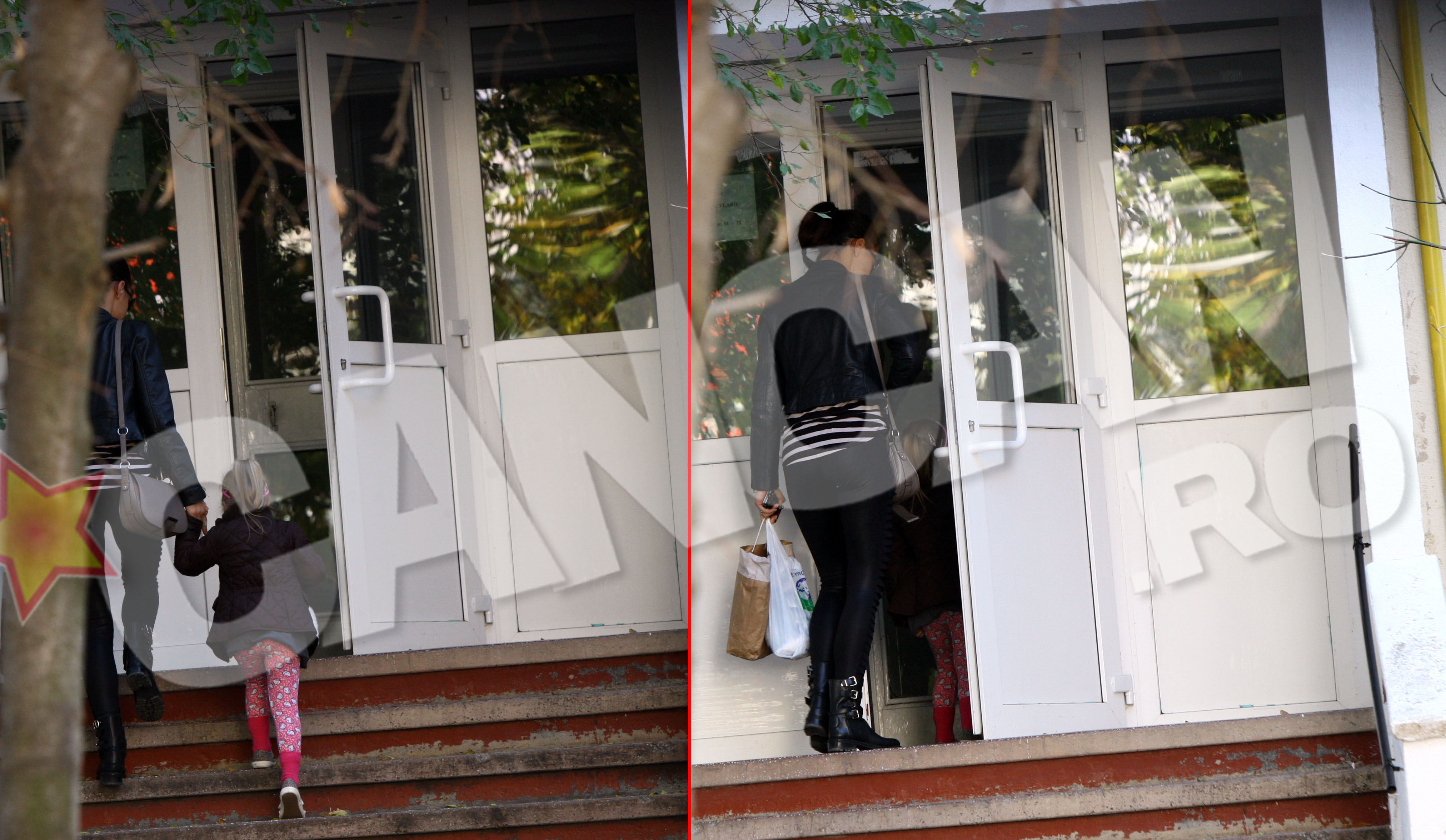 Chiar si cand o tine pe micuta de mana, Andreea are grija sa nu se loveasca la degetul bandajat