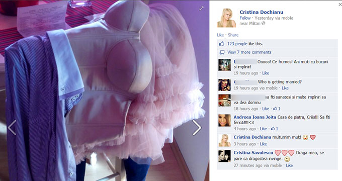Colegii si prietenii au fost pusi in fata faptului si au felicitat-o pe Cristina pe Facebook