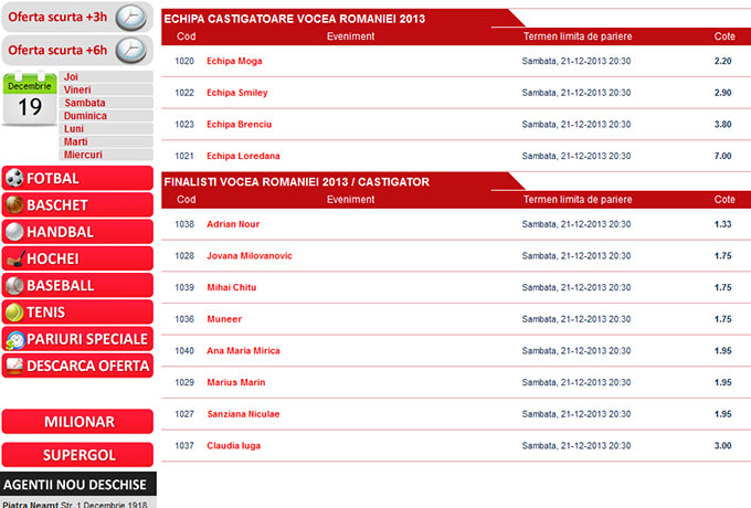 Cotele de la casa de pariuri sunt in cele mai multe cazuri in favoarea lui Adrian Nour