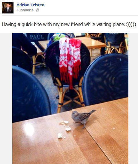 Adrian Cristea vrea sa-si impresioneze fanii cu citate in engleza, insa nu prea stie sa scrie