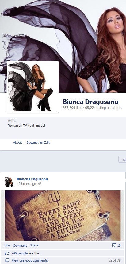 Bianca a publicat pe Facebook un citat din Oscar Wilde