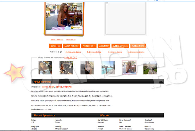 Roscata apare sub alt nume si se prezinta ca divortata