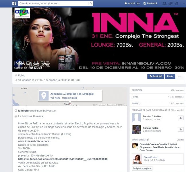 Bolivienii au promovat concertul-fantoma si pe Facebook