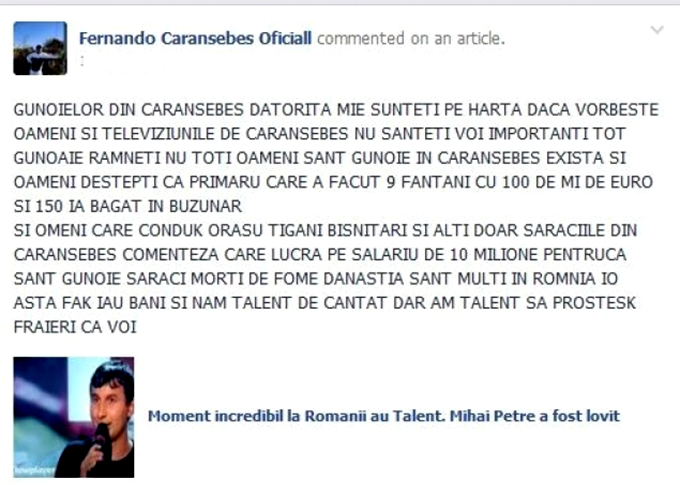 Asta a postat Fernando duminica