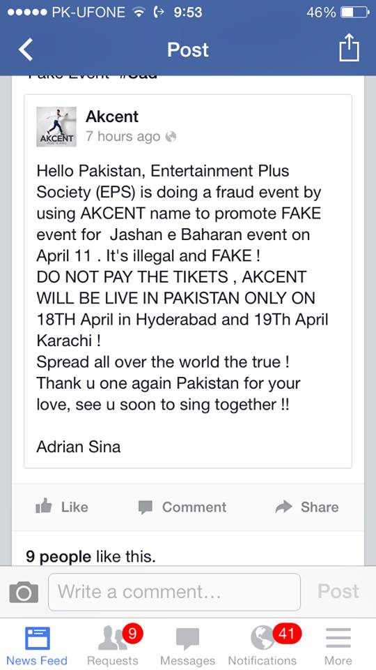 Acesta este mesajul postat de Adi Sina impotriva fostilor colegi