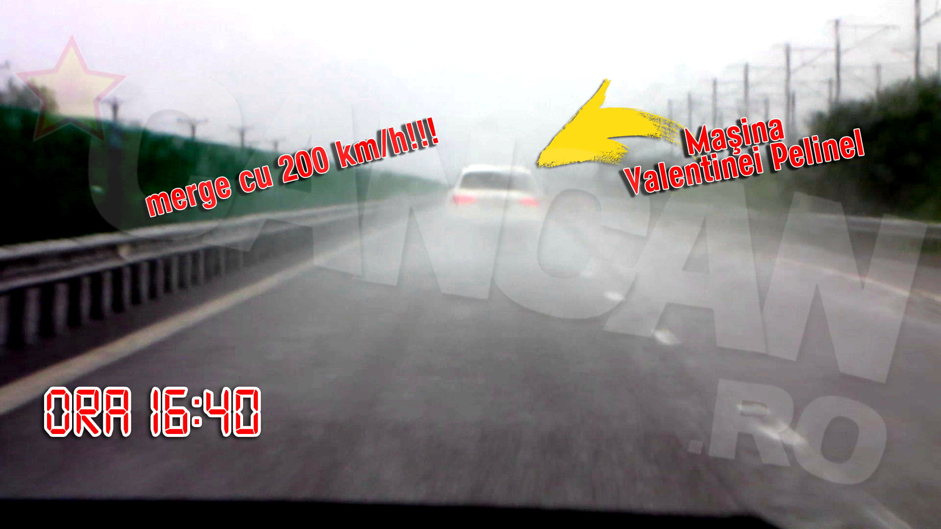 Soferul blondinei face slalom printre masini, conducand cu peste 200km/h