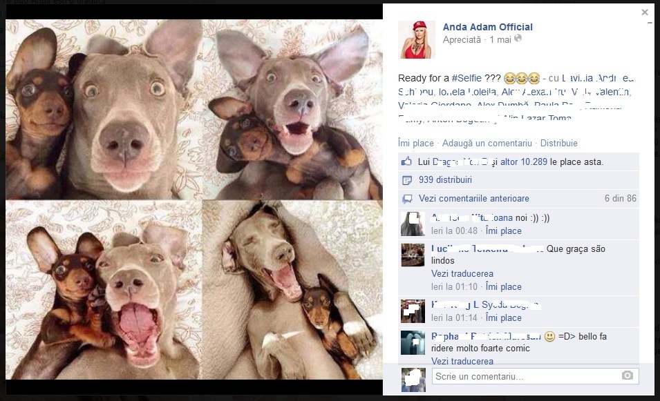 Anda Adam a postat imaginea, pe 1 mai
