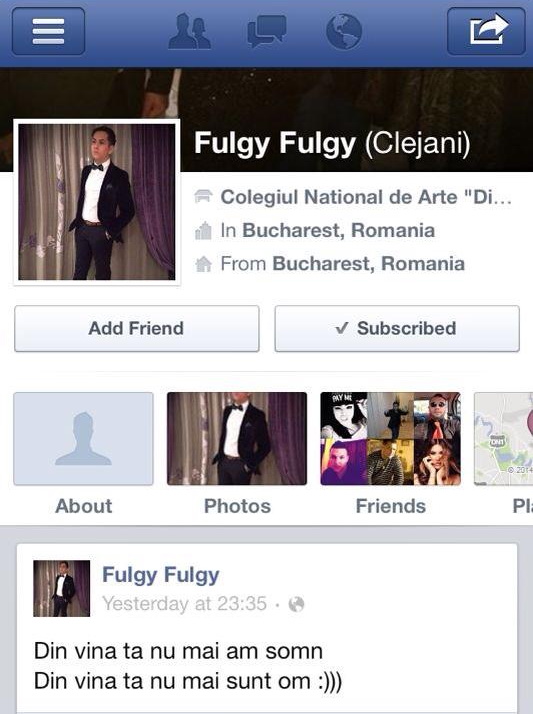 Fulgy si Raluca au inceput un mic flirt pe Facebook