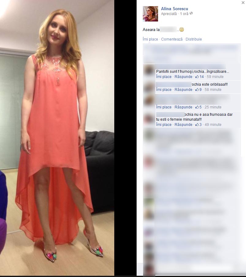 Alina Sorescu a fost aspru criticata pentru rochia pe care a ales-o