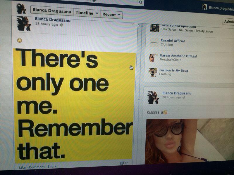 Acesta este mesajul postat de Bianca, in cursul zilei de ieri