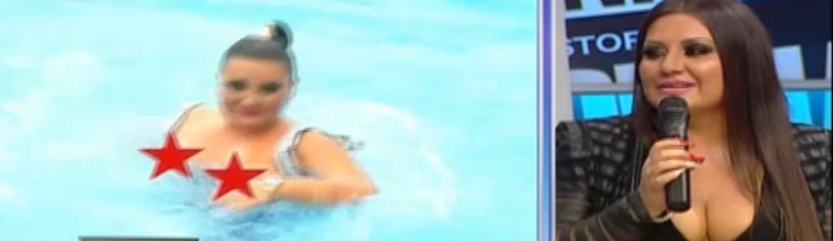 Biancai Rus i s-au vazut sanii in momentul in care a sarit in apa