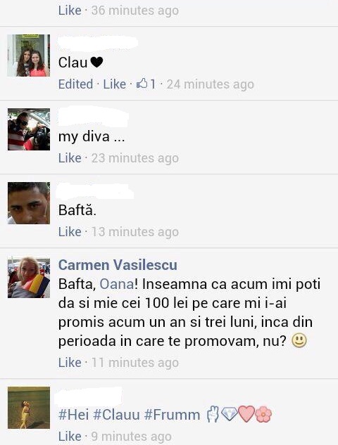 Carmen ii cere public Oanei sa-i inapoieze datoria