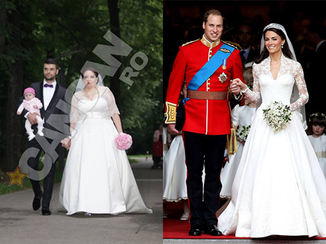Rochia Oanei Roman, inspirata din modelul purtat de Kate Midelton la nunta sa cu printul William