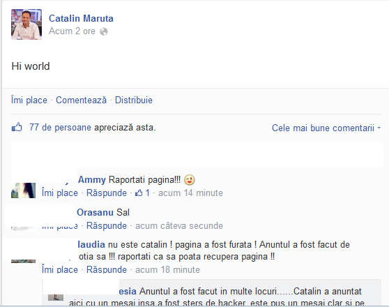 Fanii au luat imediat atitudine si cer internautilor sa raporteze pagina