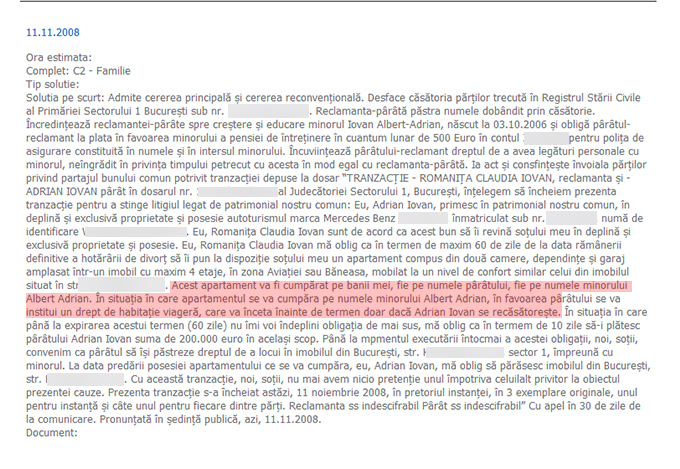 Aceasta este hotararea de divort in care se stipuleaza ca pilotul pierde casa daca se recasatoreste