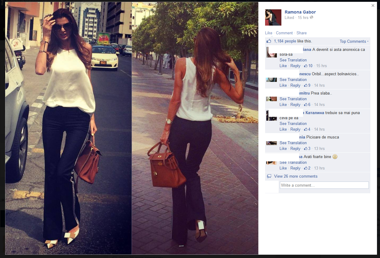 Ramona s-a suparat dupa ce prietenii de pe Facebook au criticat-o ca e foarte slaba