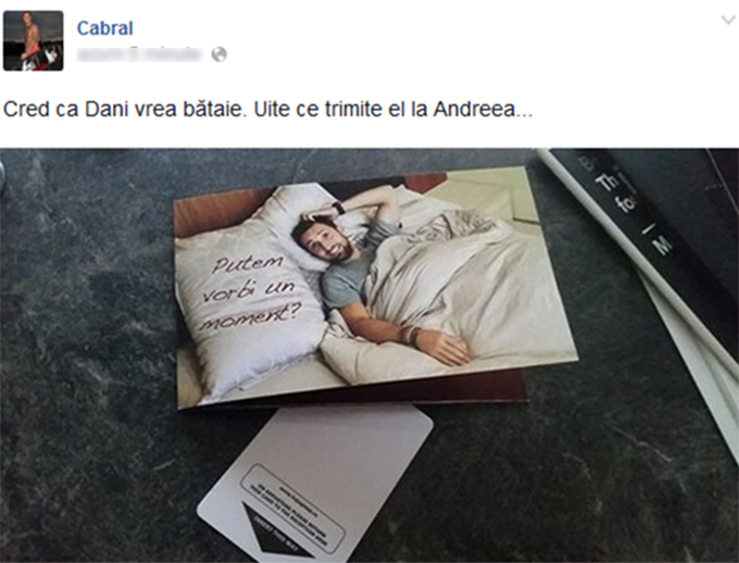 Acesta este mesajul pe care Andreea Ibacka l-a primit de la Dani Otil