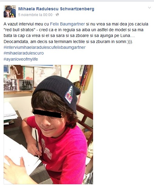 Ayan este un admirator infocat al lui Felix Baumgartner