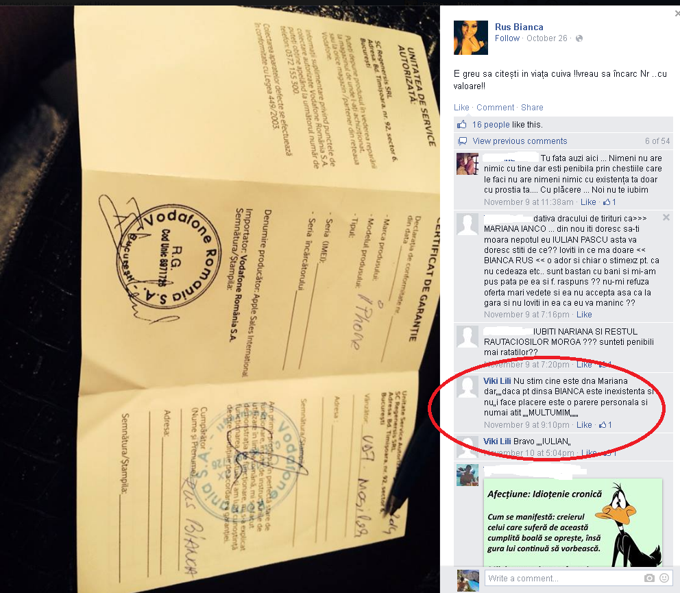 Bianca este suspectata ca isi face conturi false pe siteurile de socializare