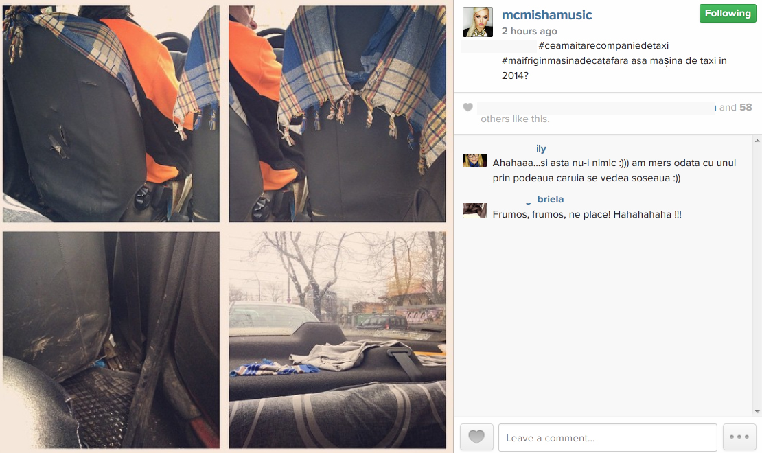 Misha a postat imagini cu taxiul