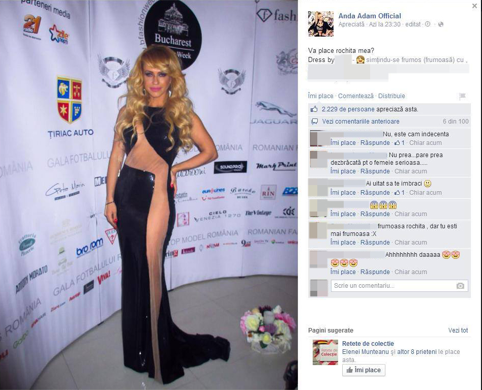 Aceasta este rochia pe care Anda Adam a luat-o de la firma la care Bianca are o colaborare