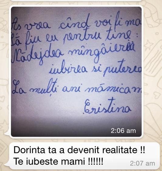 Artista i-a promis mamei sale ca va fi un sprijin pentru ea