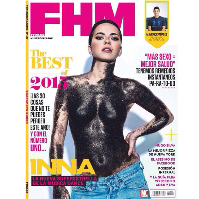 Asa apare Inna pe coperta numarului din ianuarie 2015 al revistei FHM din Spania