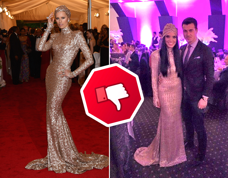 Adelina a imbracat, probabil fara sa stie, o rochie identica dupa un model Rachel Zoe, purtat de manechinul Karolina kurkova, in anul 2012