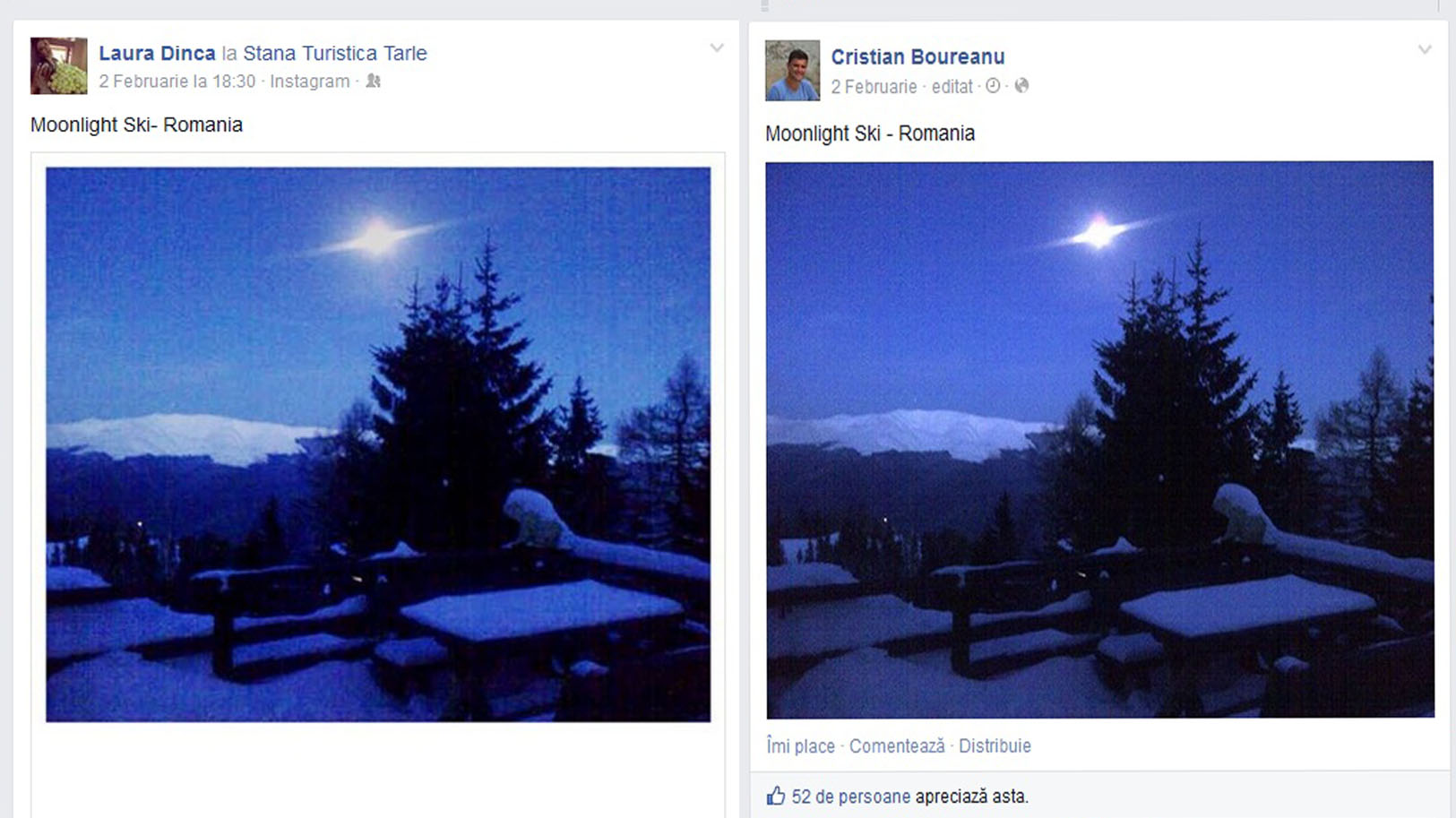 Cei doi au postat aceeasi fotografie pe site-urile de socializare