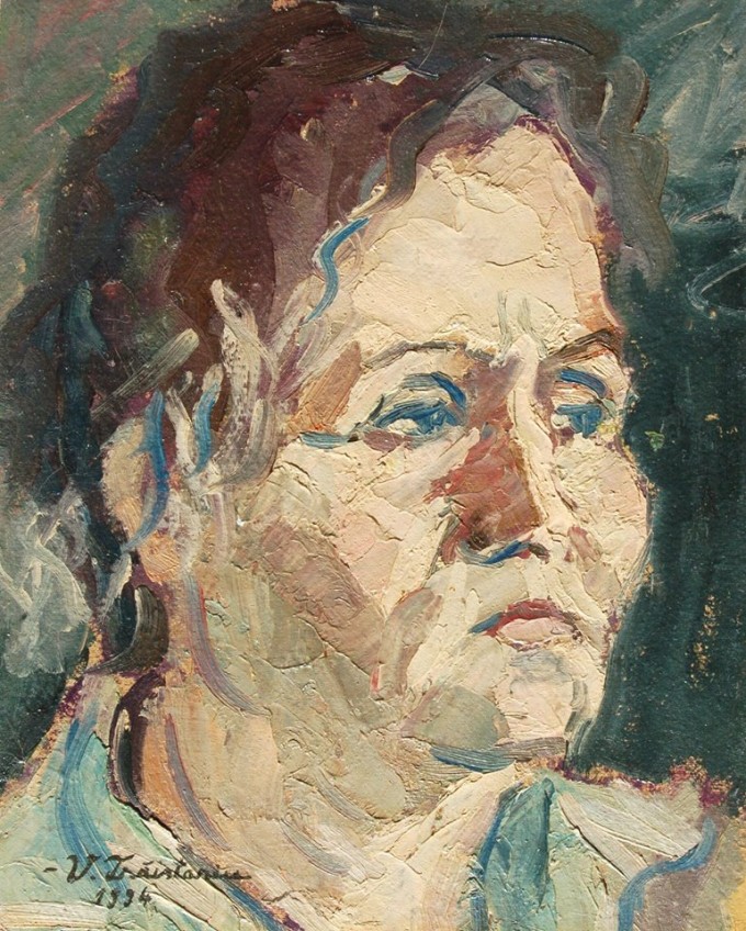 Tablou pictat de Vasile Traistariu, infatisand-o pe mama lui