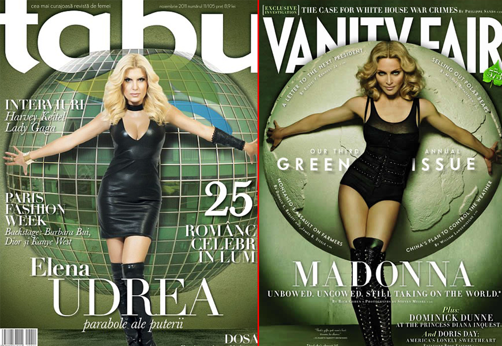 Acum cativa ani, Udrea a facut un pictorial incendiar pentru o revista, insa asemenarile cu o coperta a Madonnei sunt izbitoare