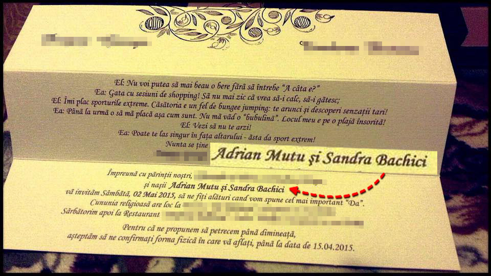 Adi Mutu si Sandra Bachici vor fi nasi de cununie pentru un cuplu de prieteni