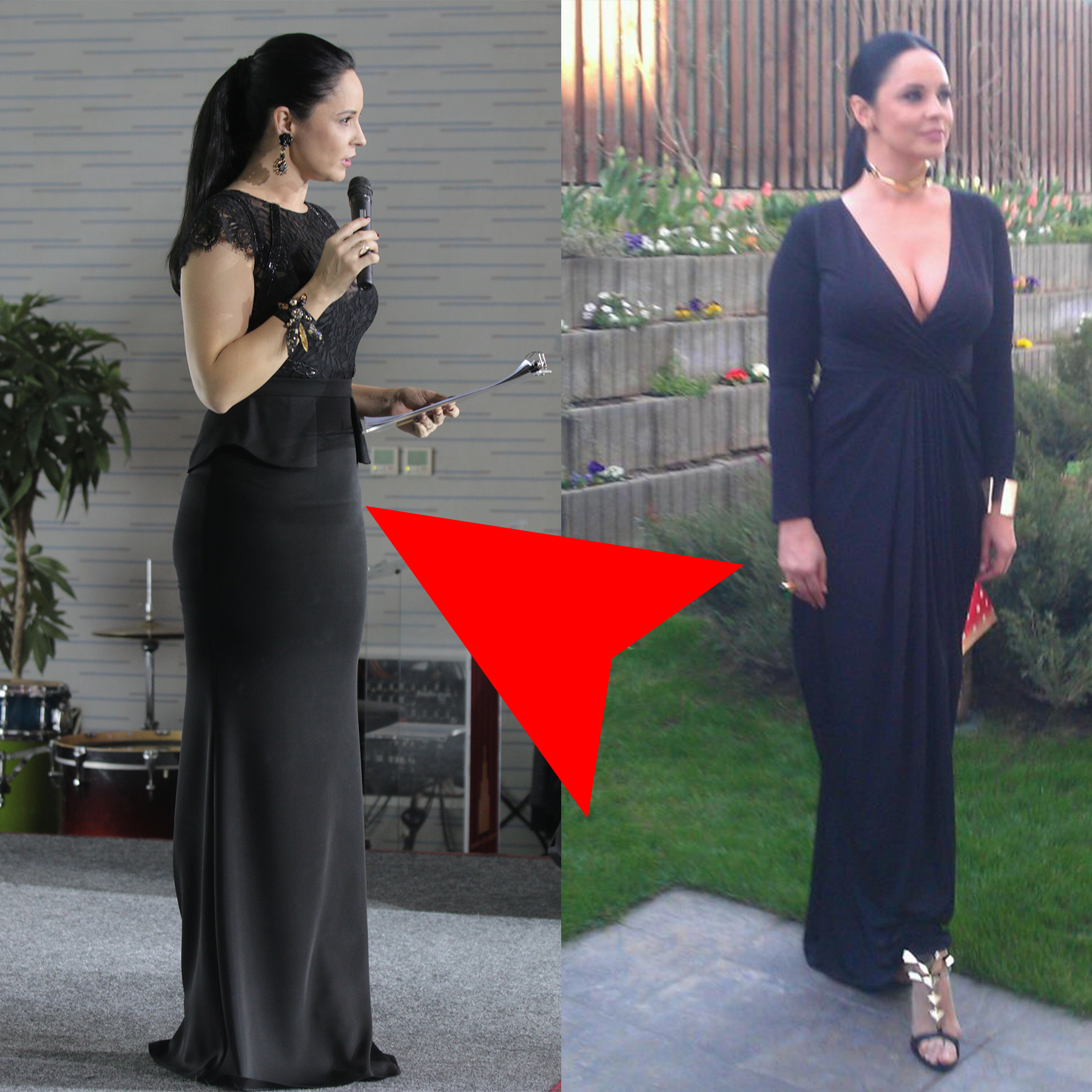 Andreea a purtat o rochie extrem de mulata la un eveniment, saptamana trecuta (stanga), care i-a lasat butica la vedere