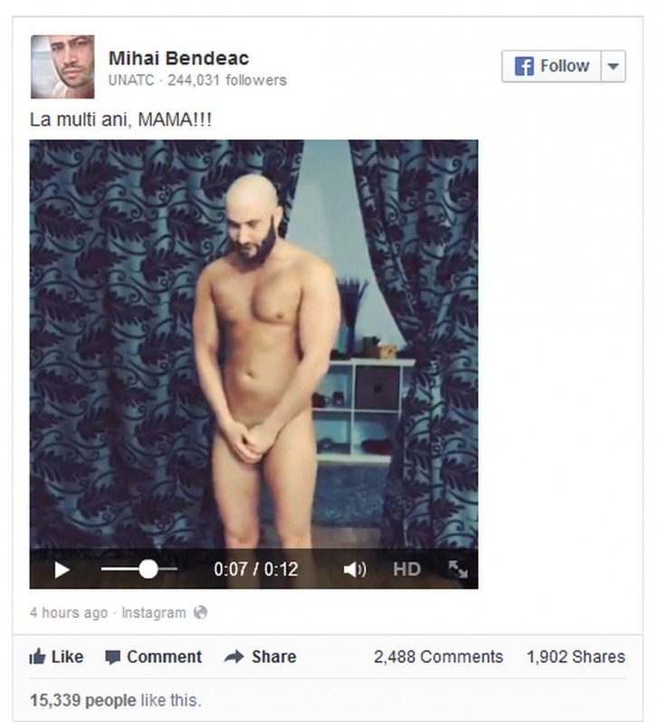 Bendeac nu s-a ferit niciodata sa creeze controverse: de ziua mamei lui, i-a spus