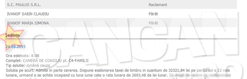 Acesta este dovada ca sotii Ivanof isi disputa averea in instanta