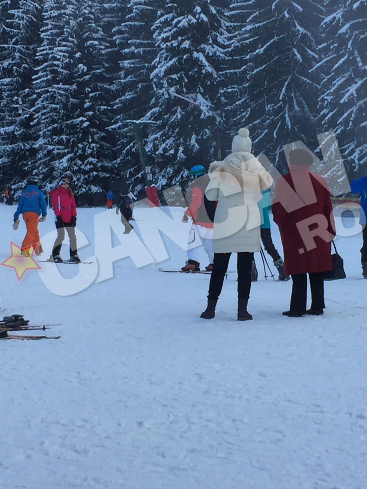 Gabriela Cristea nu practica sporturile de iarna. Asa ca in timp ce sotul ei se dadea cu placa, vedeta i-a tinut de urat mamei acesteia