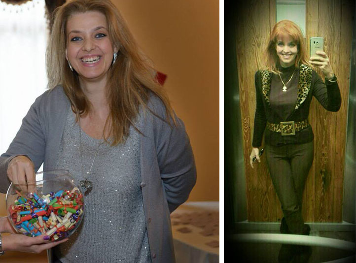 In urma cu aproape 1 an (foto stanga) Bianca se lupta cu kilogramele in plus. In prezent insa, arata spectaculos (foto stanga)