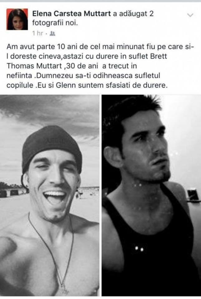 Elena a anuntat moartea fiului ei, pe contul de socializare