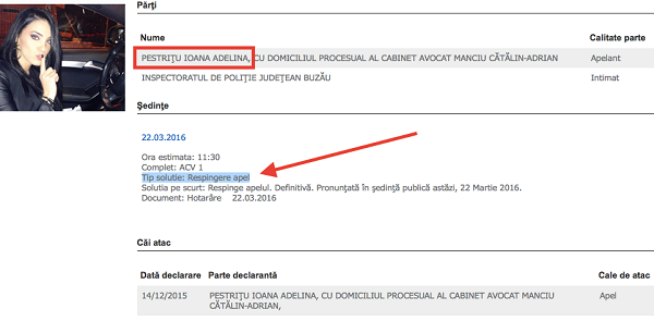 Mesajul Poliţiei Române pentru Adelina Pestriţu