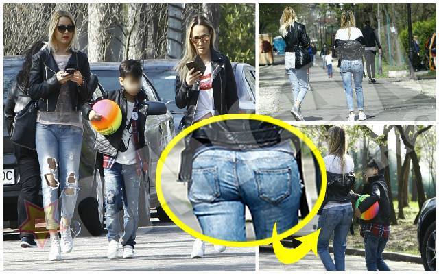 Raluca Podea îşi etalează posteriorul tunat prin parc.