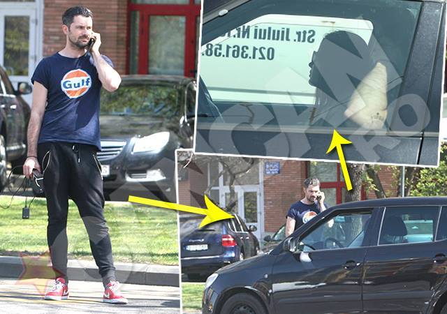 Ştefan Lungu aşteaptă să îl ia cu maşina soţia lui, Anca.