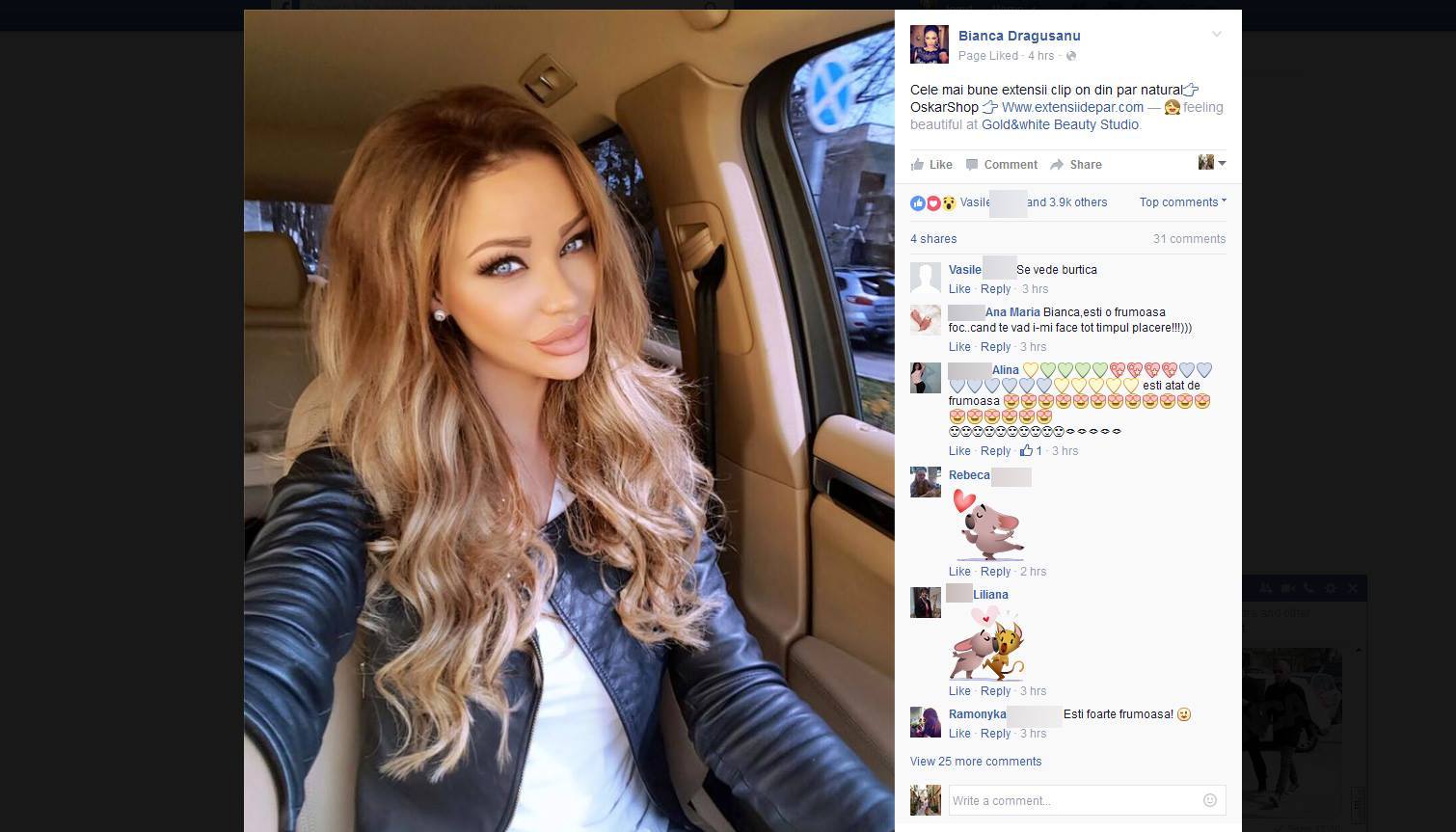 Bianca a reuşit din nou să le atragă atenţia fanilor de pe Facebook