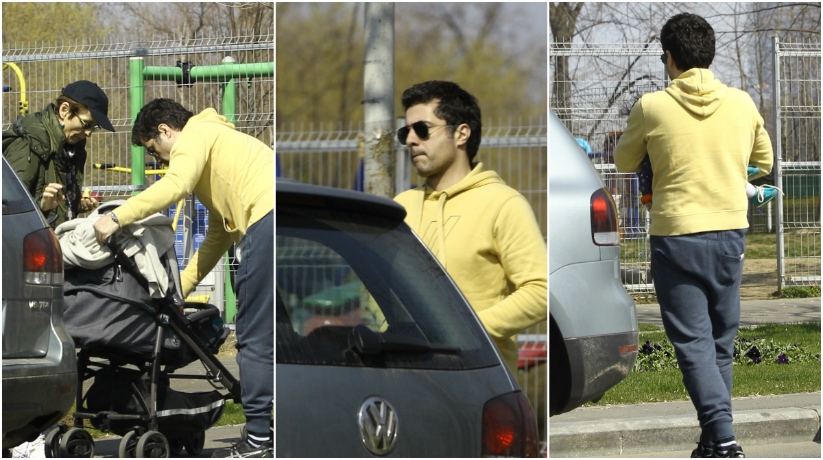 Cristian Leonte, care prezintă jurnalul de noapte de la ProTV şi emisiunea „România, te iubesc“, alături de soţia sa Paula Helo, şi-a scos bebeluşa prin parc