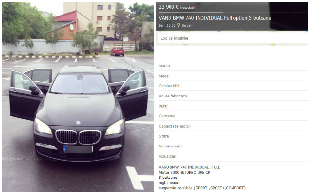 Loredana Chivu îşi vinde maşina.