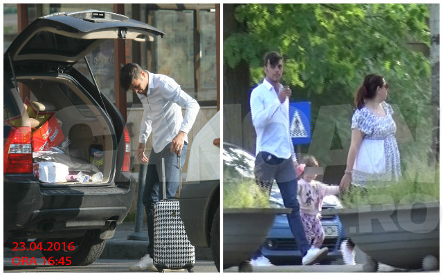 Oana Roman şi soţul ei au ieşit la plimbare cu fetiţa lor, în parc.