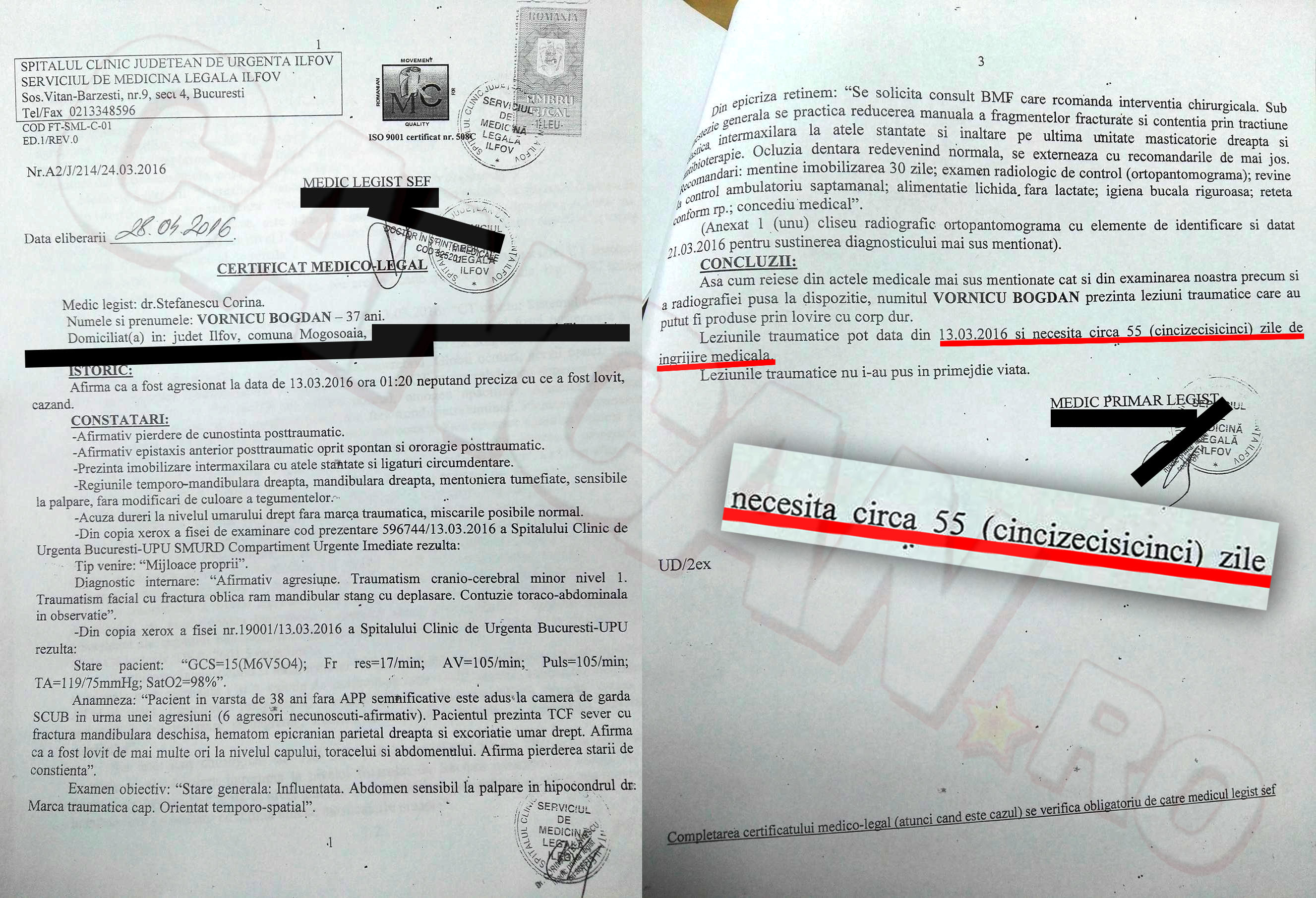 Victima şi-a scos certificat medical de la IML.