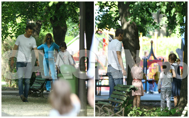 Bogdan Mara a ieşit în parc cu Dana, încă soţia sa şi gemenii pe care îi au împreună.