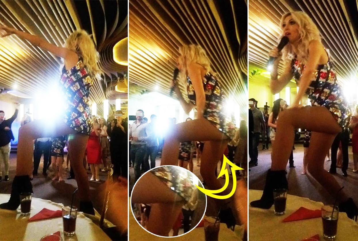 Andreea Bălan a făcut show pe mese, cu lenjeria intimă la vedere, la un eveniment.