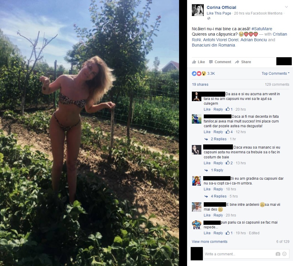Fanii Corinei Bud nu au fost foarte fericiţi de felul în care artista a decis să se fotografieze